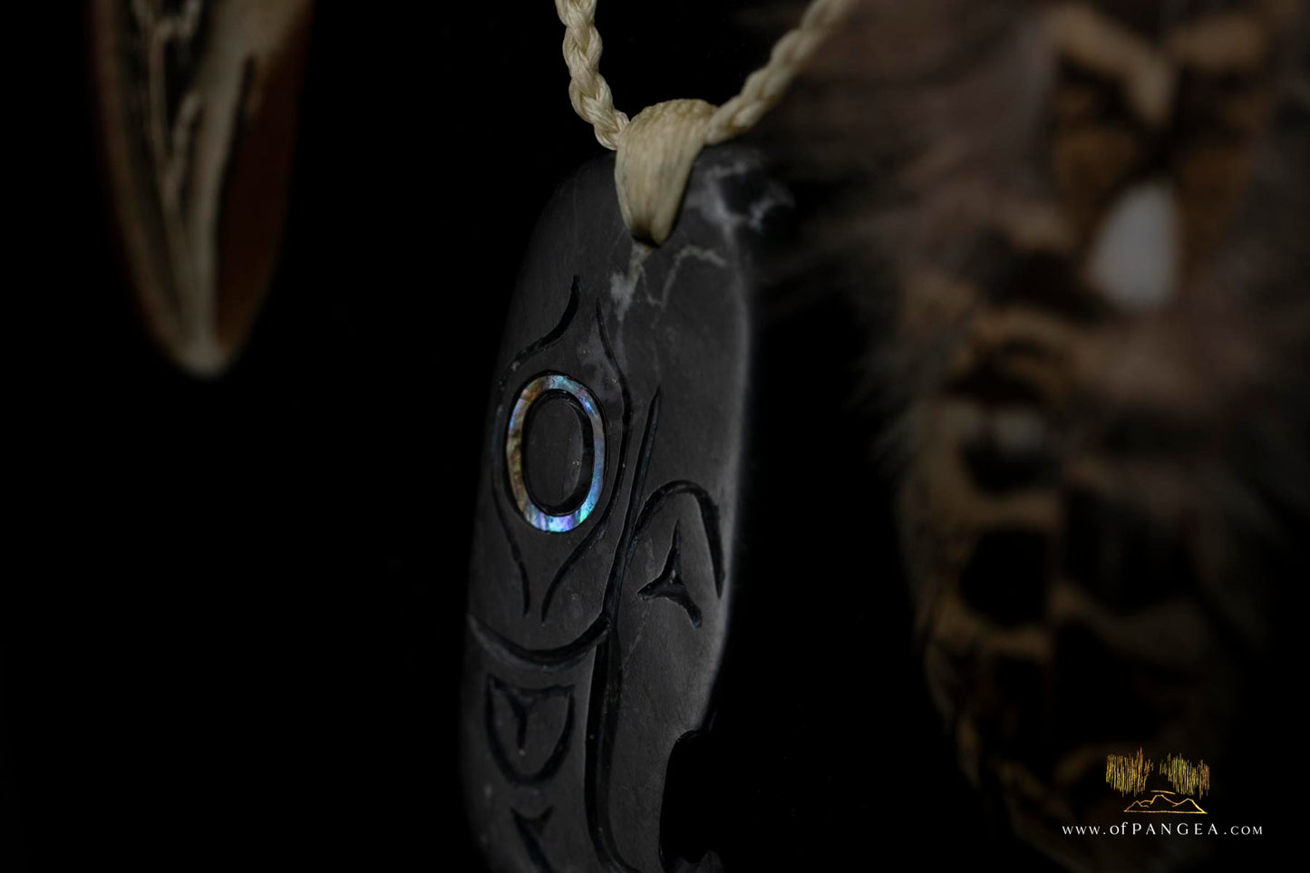 Kwakiutl Thunderbird Necklace - Lightning Creek British Columbia - pheasant feather, abalone - sterling silver || JF838