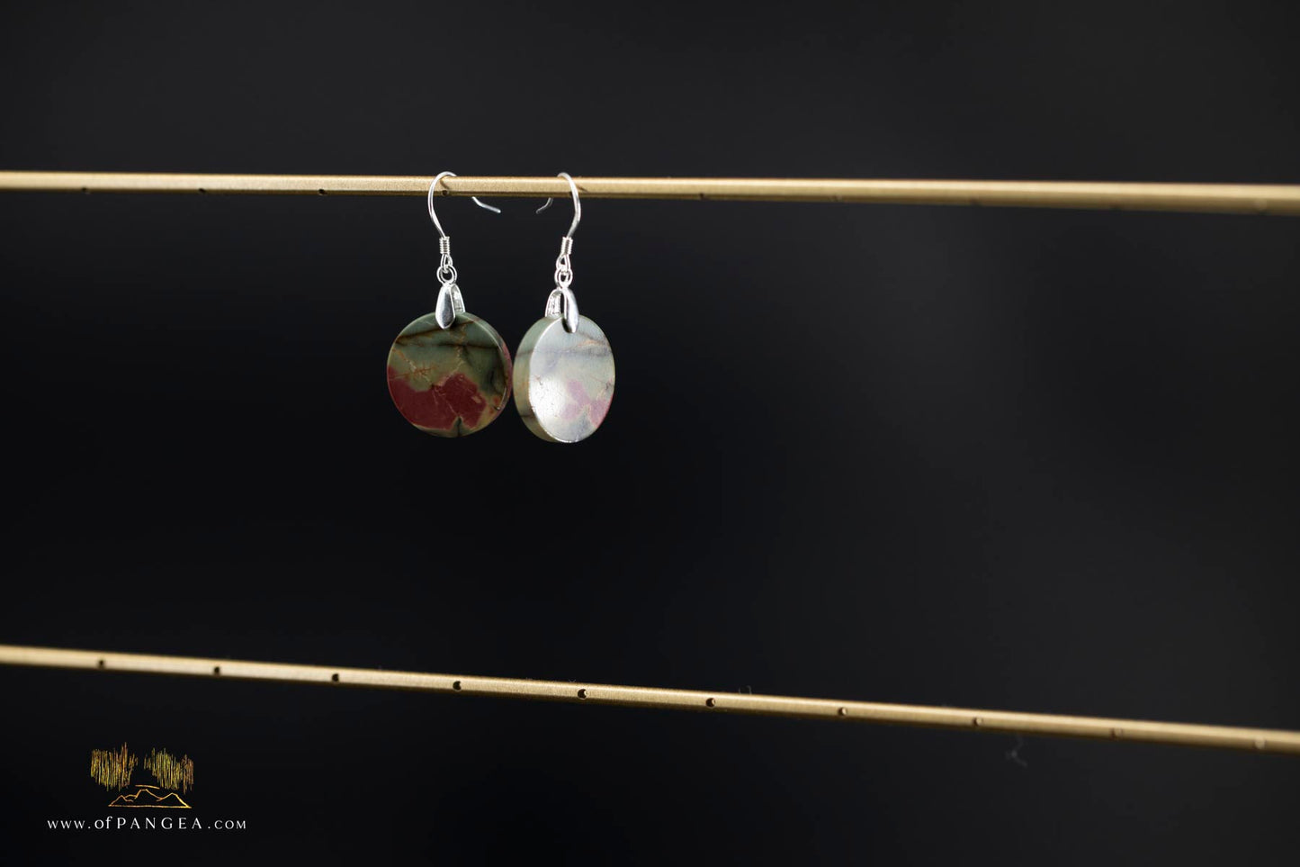 Picasso Jasper discus earrings (Red Creek) - Sterling Silver