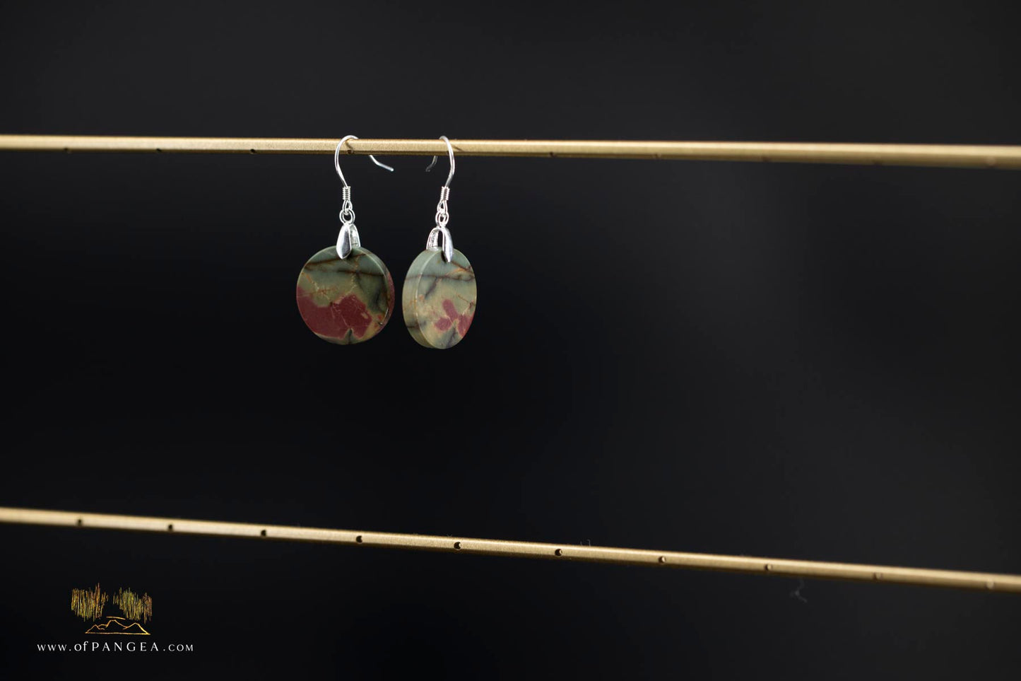 Picasso Jasper discus earrings (Red Creek) - Sterling Silver