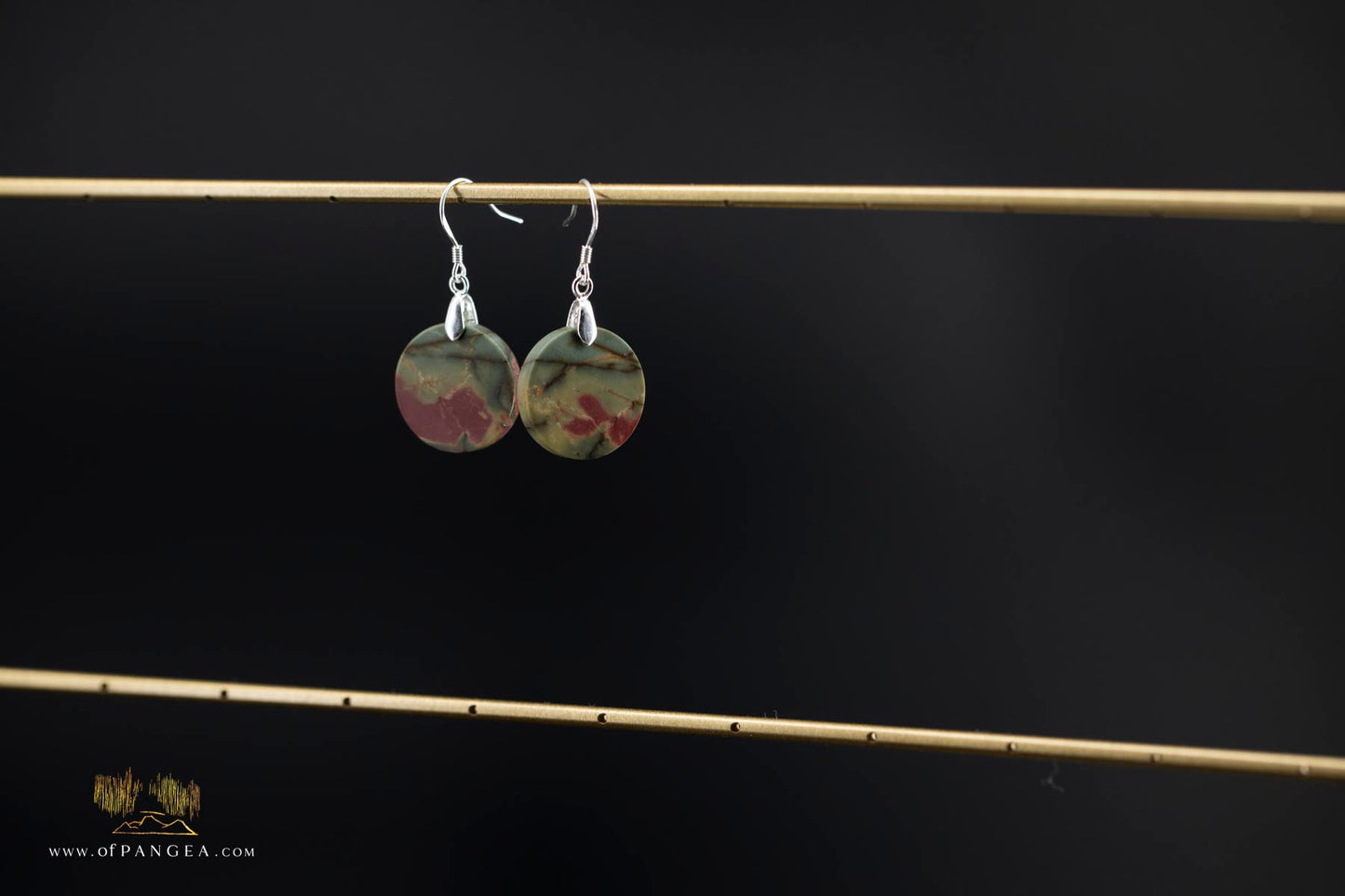 Picasso Jasper discus earrings (Red Creek) - Sterling Silver
