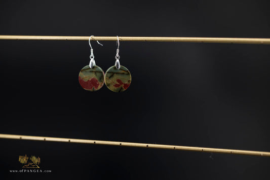 Picasso Jasper discus earrings (Red Creek) - Sterling Silver