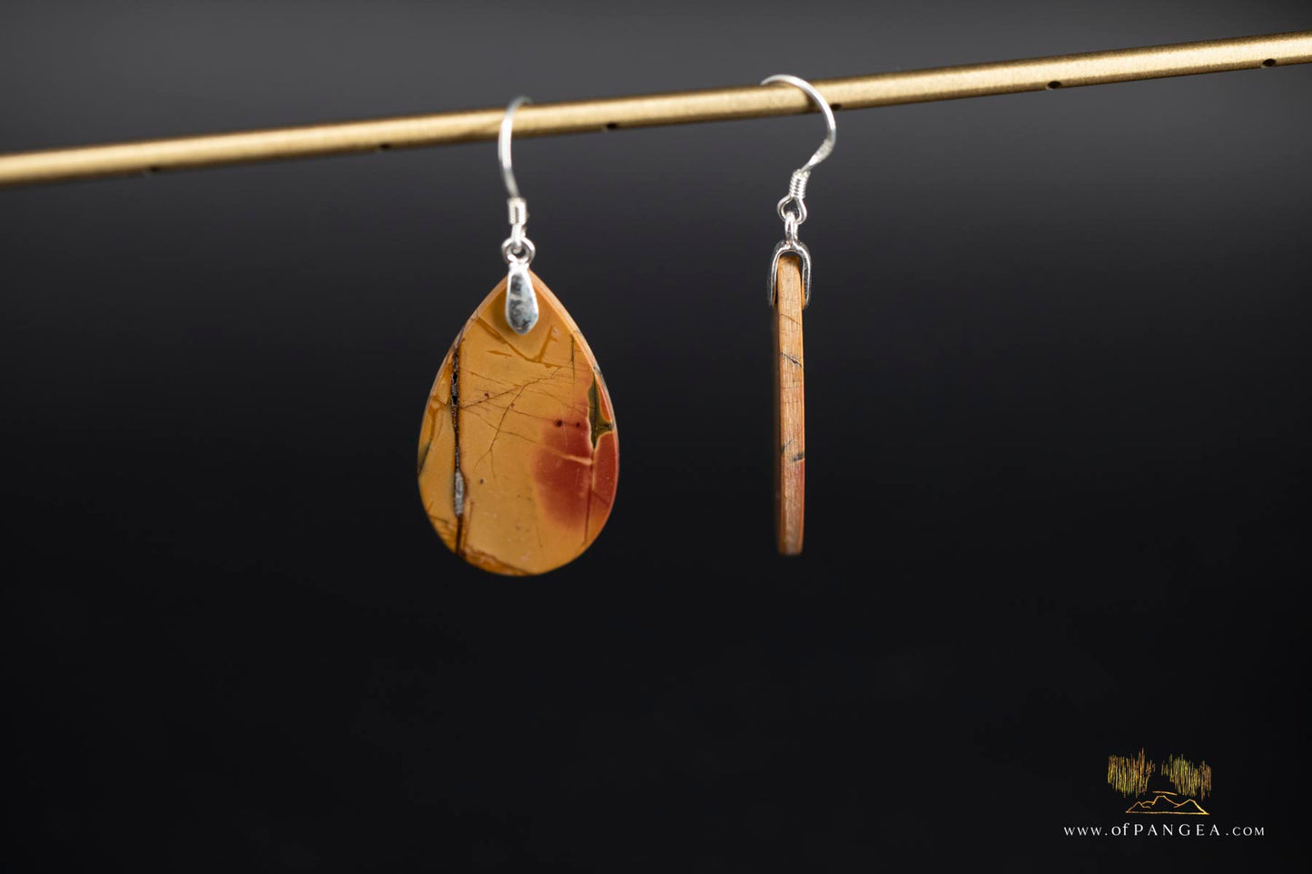 Picasso Jasper Large teardrop earrings (Red Creek) - Sterling Silver