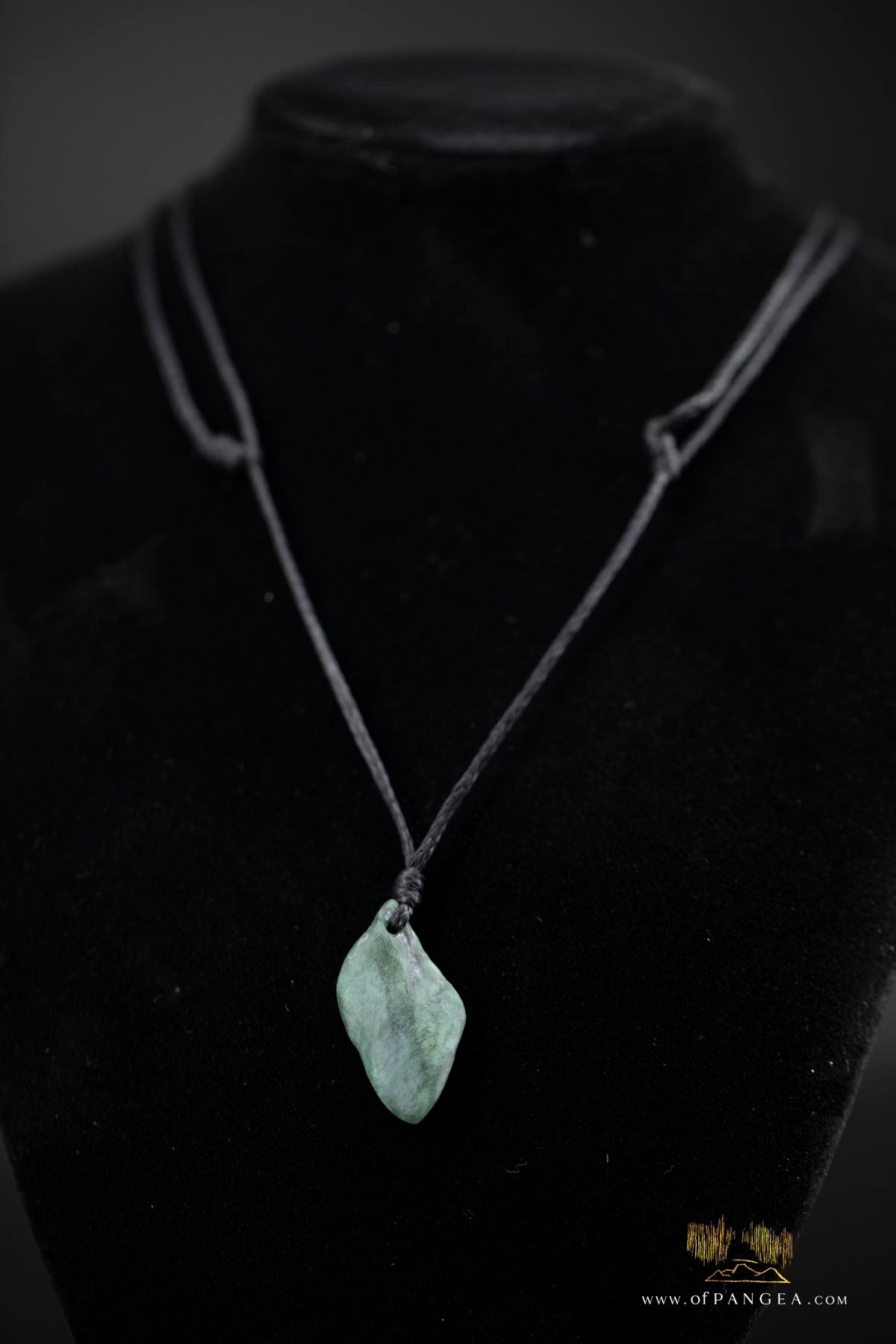 Big Sur Jade Pebble Necklace - black waxed cord || JF871