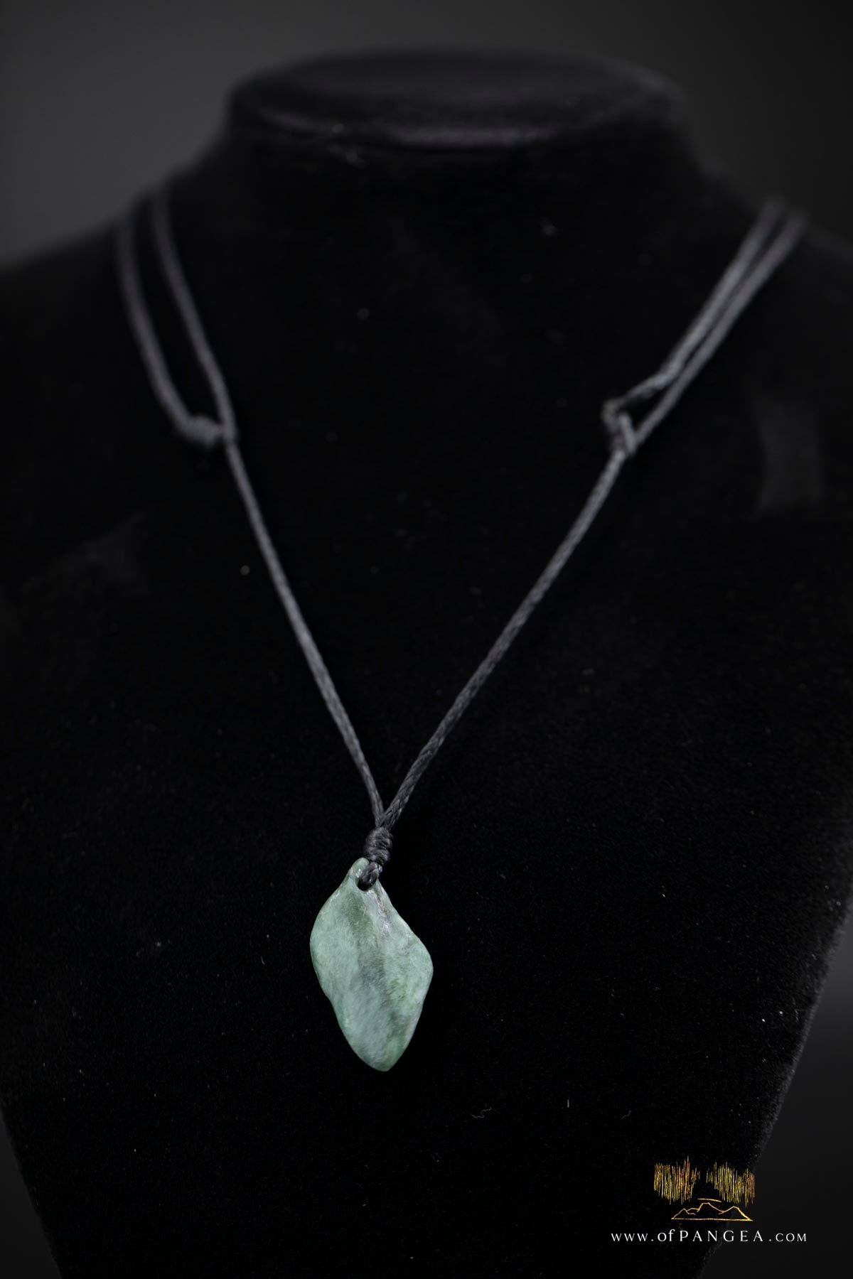 Big Sur Jade Pebble Necklace - black waxed cord || JF871