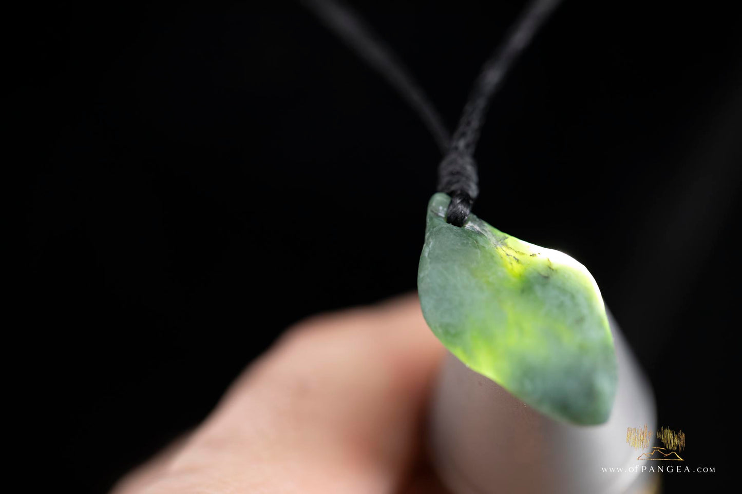 Big Sur Jade Pebble Necklace - black waxed cord || JF871