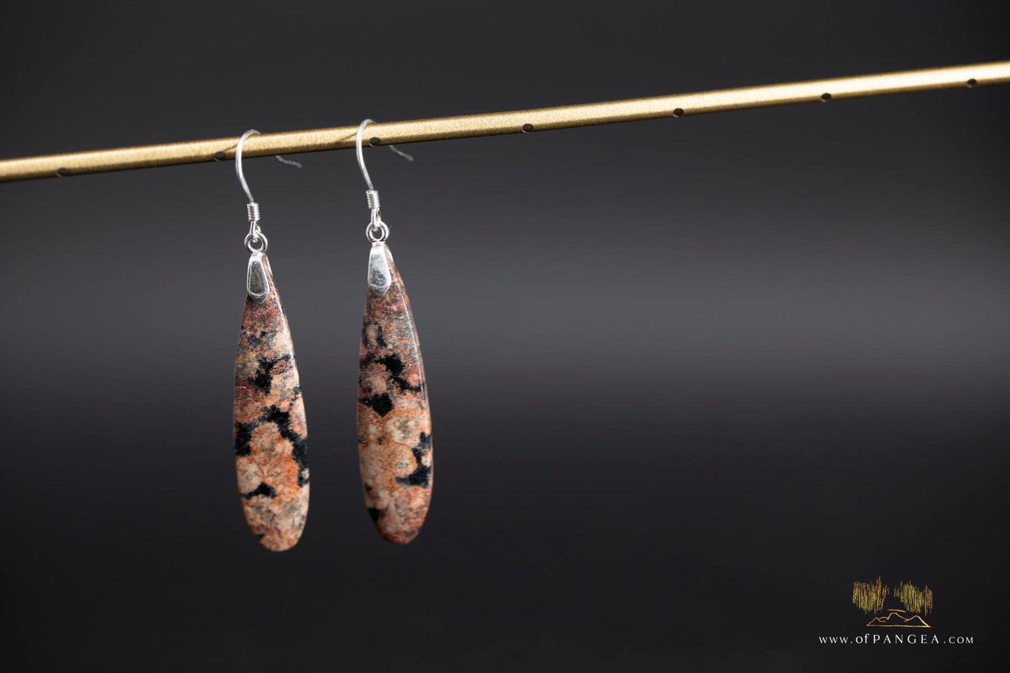 Pink Snowflake Obsidian teardrop earrings - Sterling Silver
