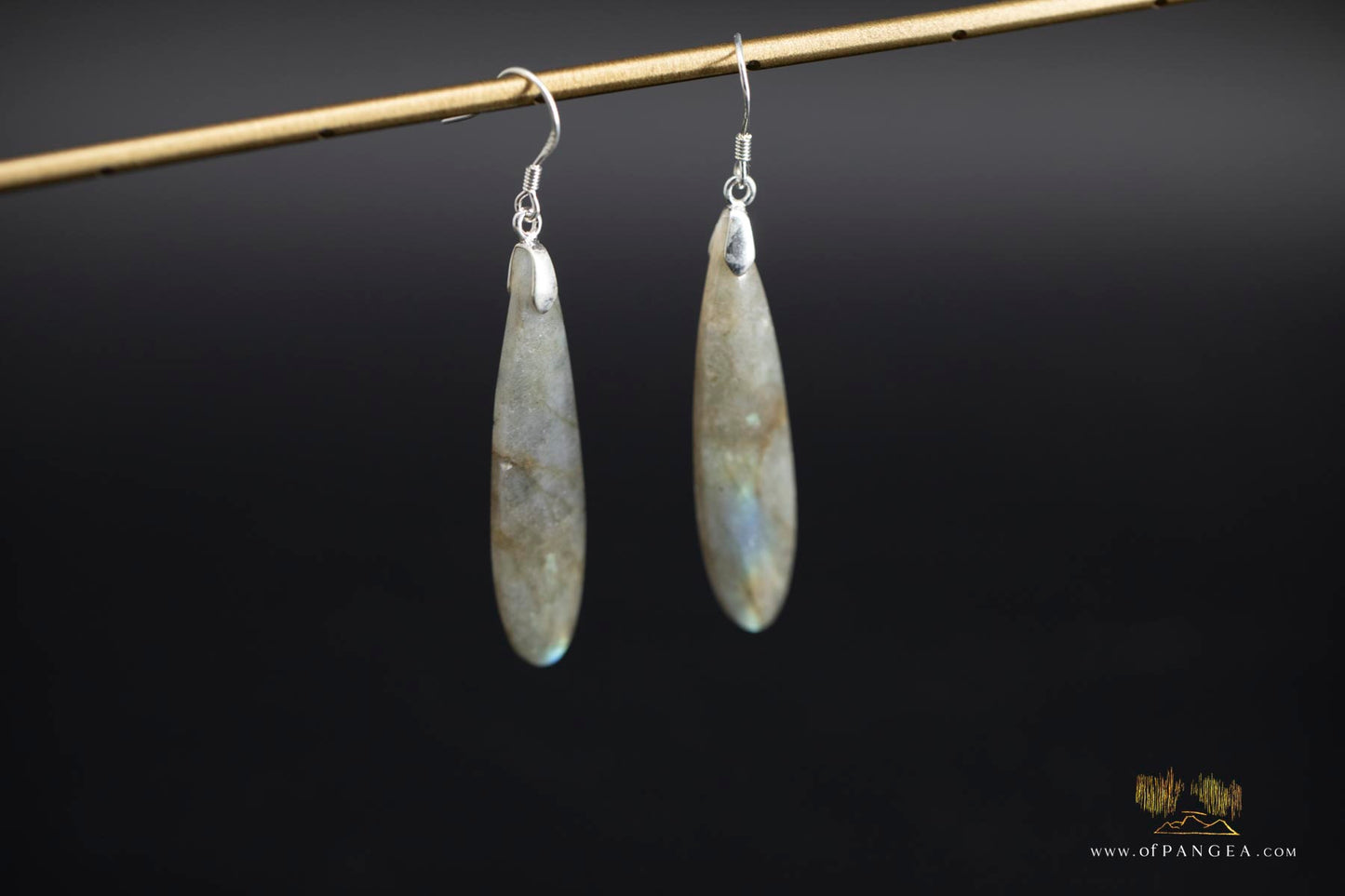 Pale Rainbow Labradorite teardrop earrings - Sterling Silver