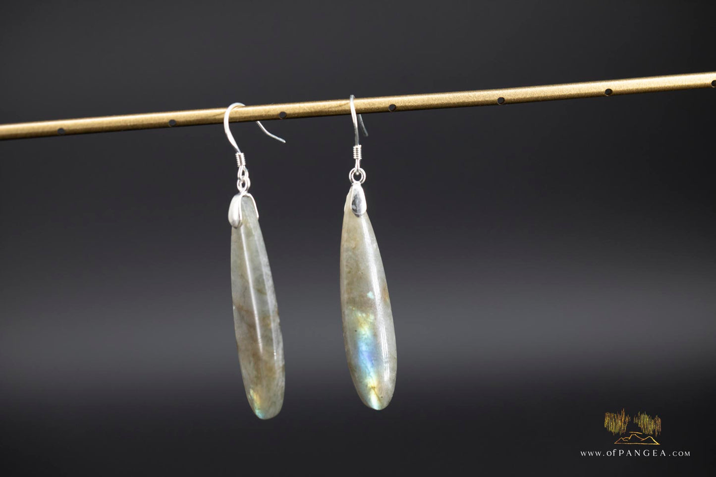 Pale Rainbow Labradorite teardrop earrings - Sterling Silver