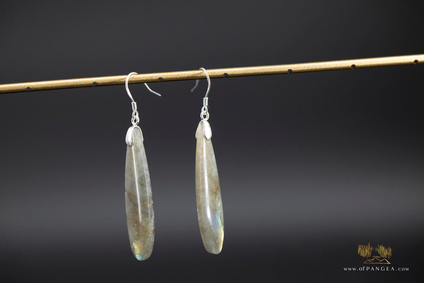 Pale Rainbow Labradorite teardrop earrings - Sterling Silver