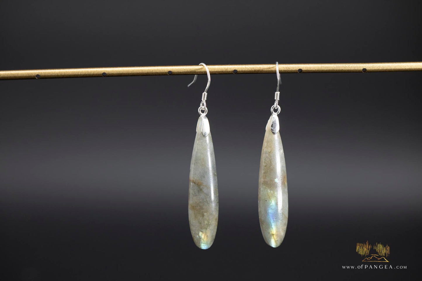 Pale Rainbow Labradorite teardrop earrings - Sterling Silver