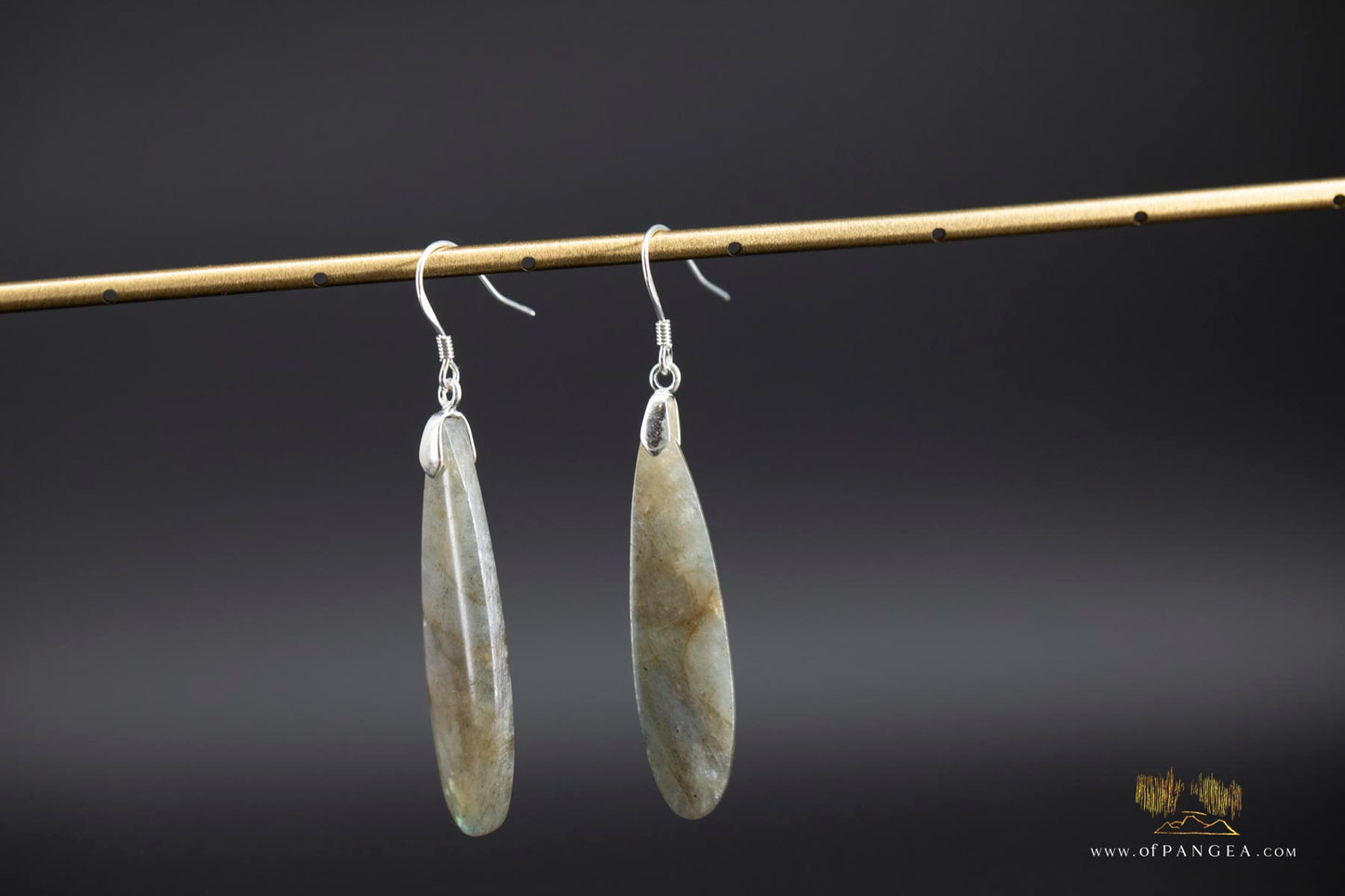 Pale Rainbow Labradorite teardrop earrings - Sterling Silver