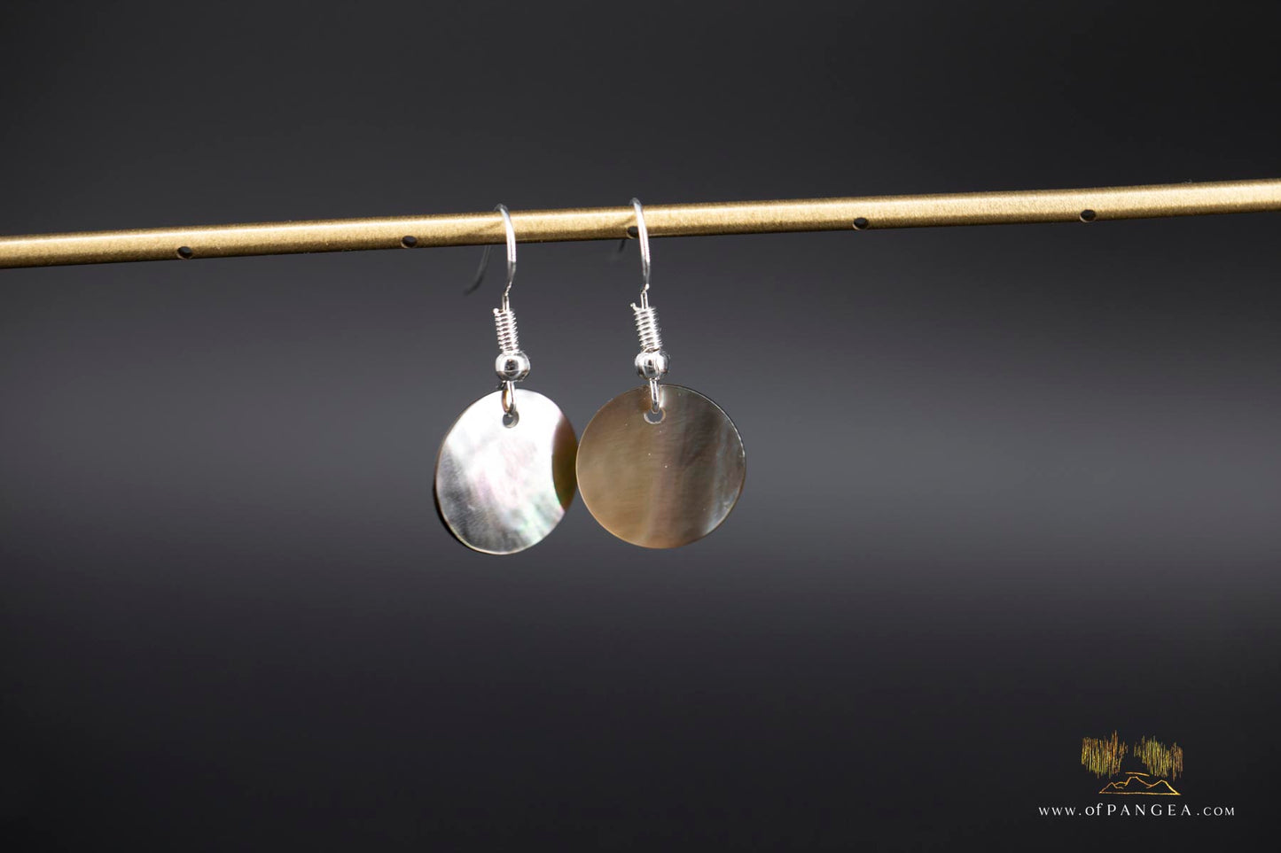 Tahitian Black-Lipped Mother of Pearl small disc Earrings - sterling silver