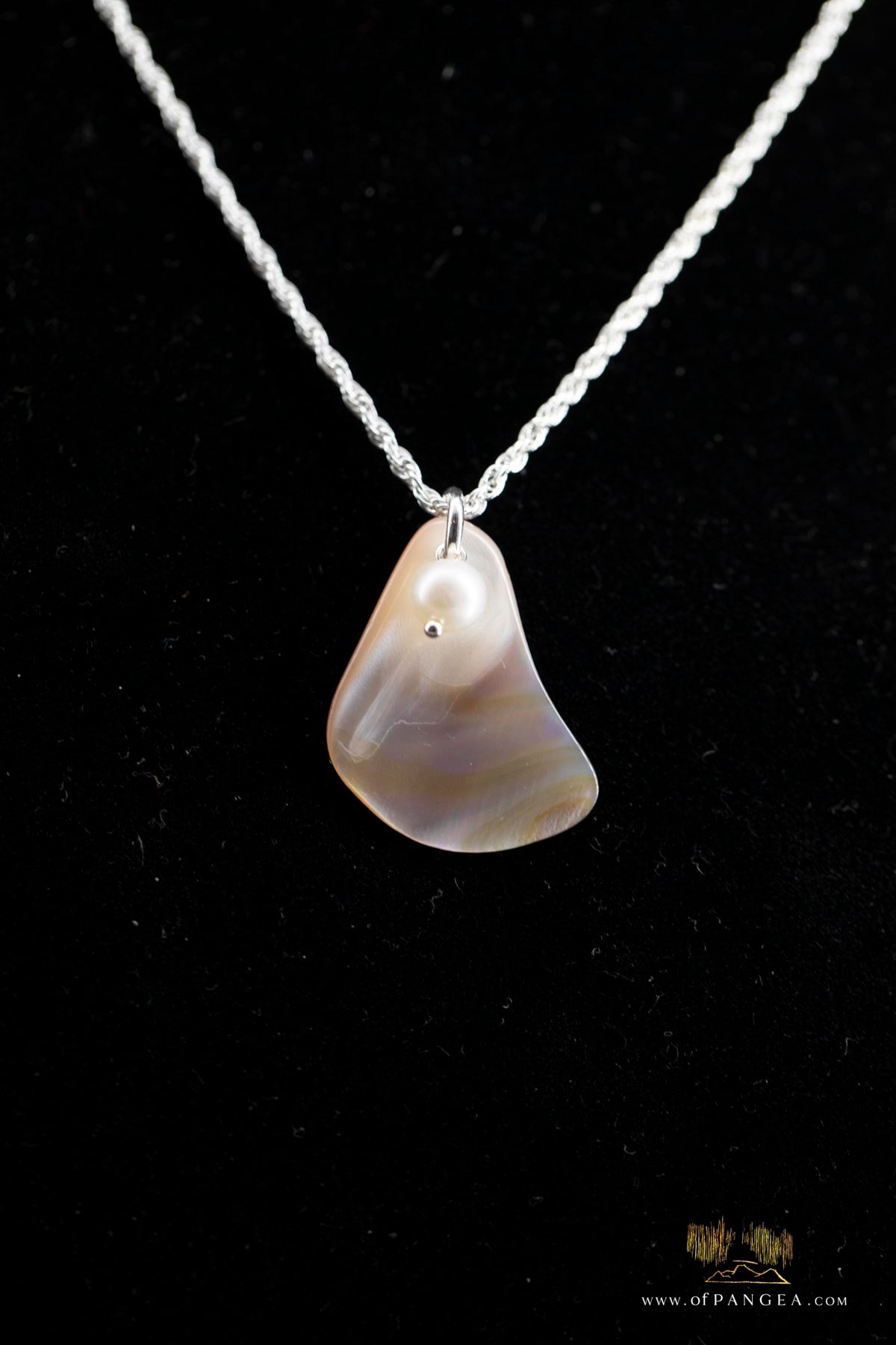 Mother of Pearl freeform Necklace - AAA Pearl 1.35mm italian sterling silver rope chain 18inch || JF888