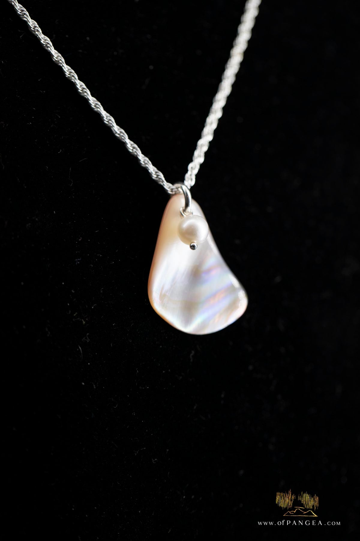 Mother of Pearl freeform Necklace - AAA Pearl 1.35mm italian sterling silver rope chain 18inch || JF888