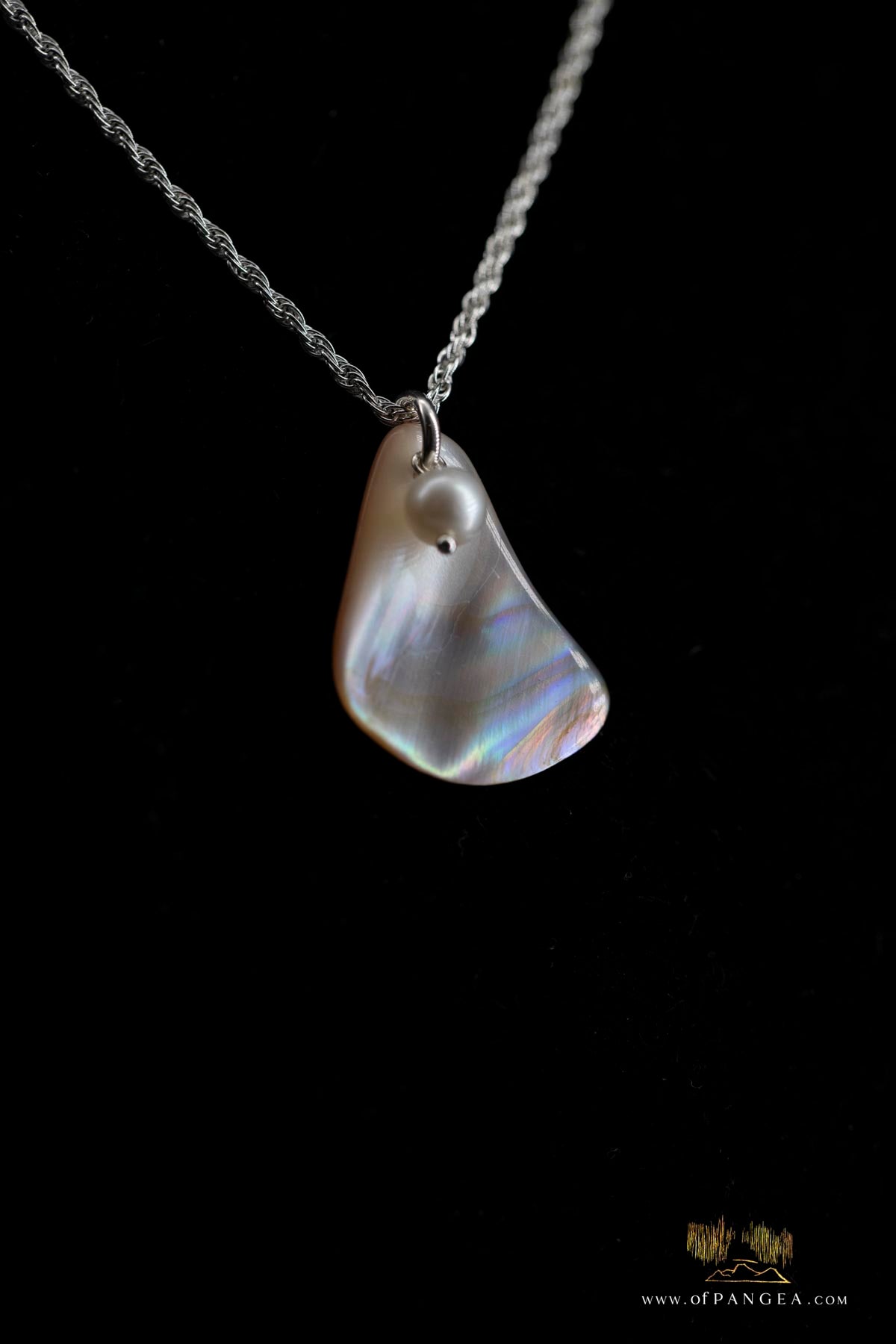 Mother of Pearl freeform Necklace - AAA Pearl 1.35mm italian sterling silver rope chain 18inch || JF888