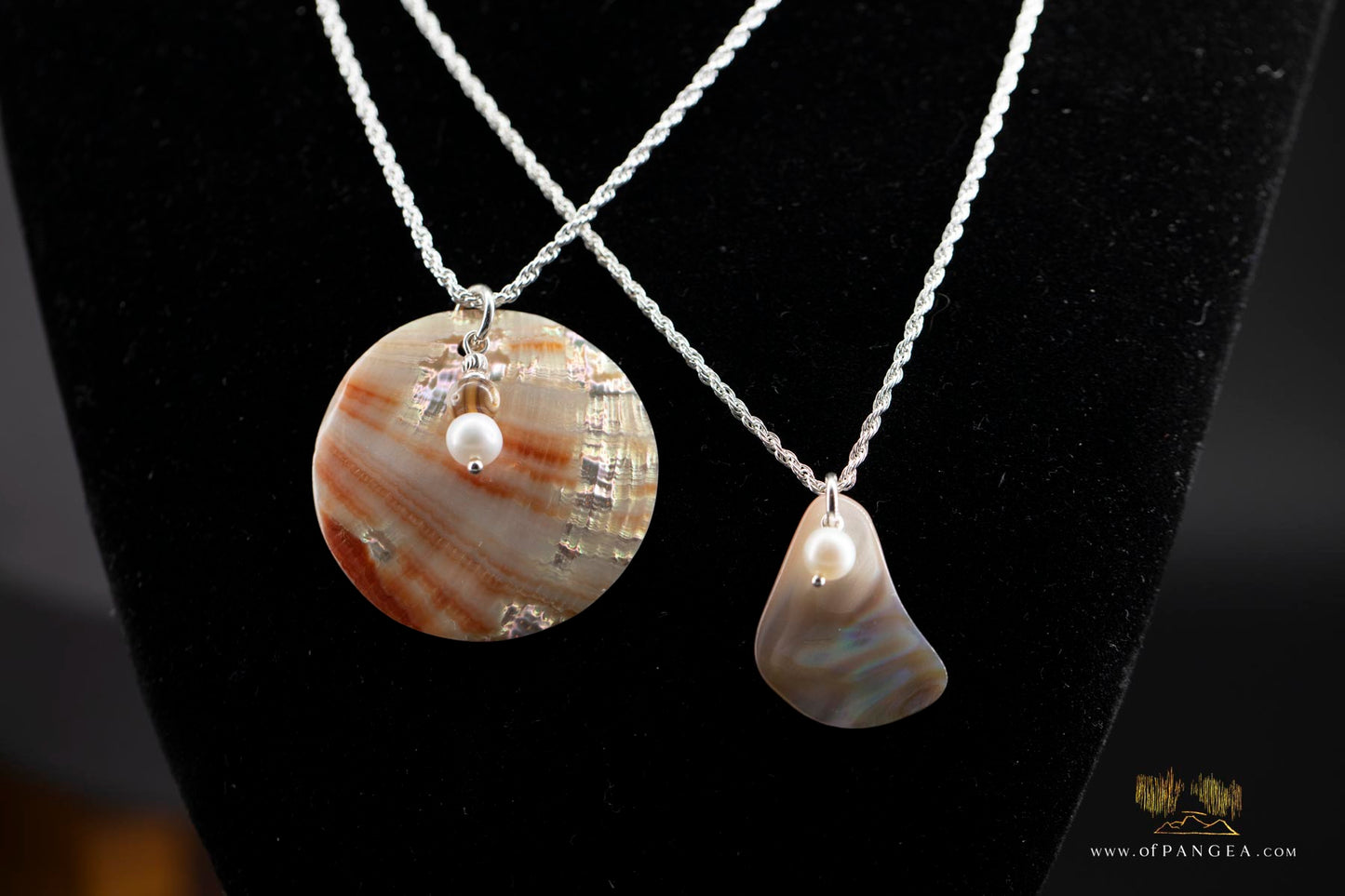 Red Abalone Circle (Mother of Pearl) Necklace - AAA Pearl, Abalone bead, 1.35mm Italian sterling silver rope chain 20inch || JF889