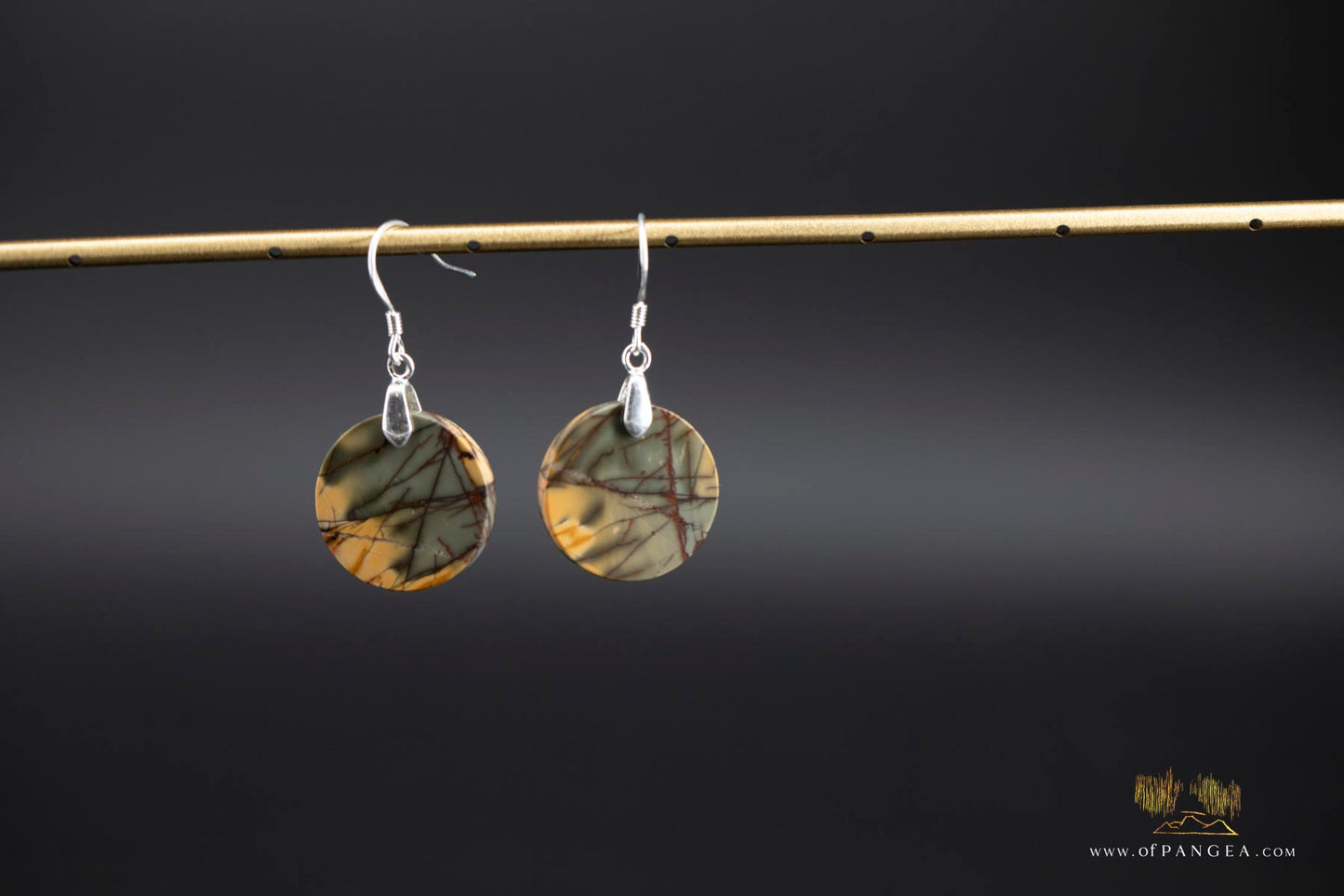 Picasso Jasper discus earrings (Red Creek) - Sterling Silver