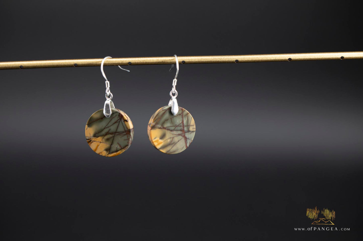 Picasso Jasper discus earrings (Red Creek) - Sterling Silver