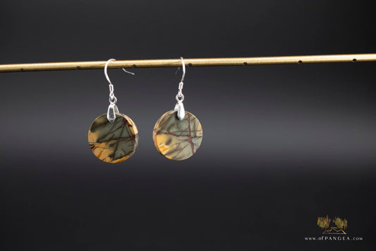 Picasso Jasper discus earrings (Red Creek) - Sterling Silver