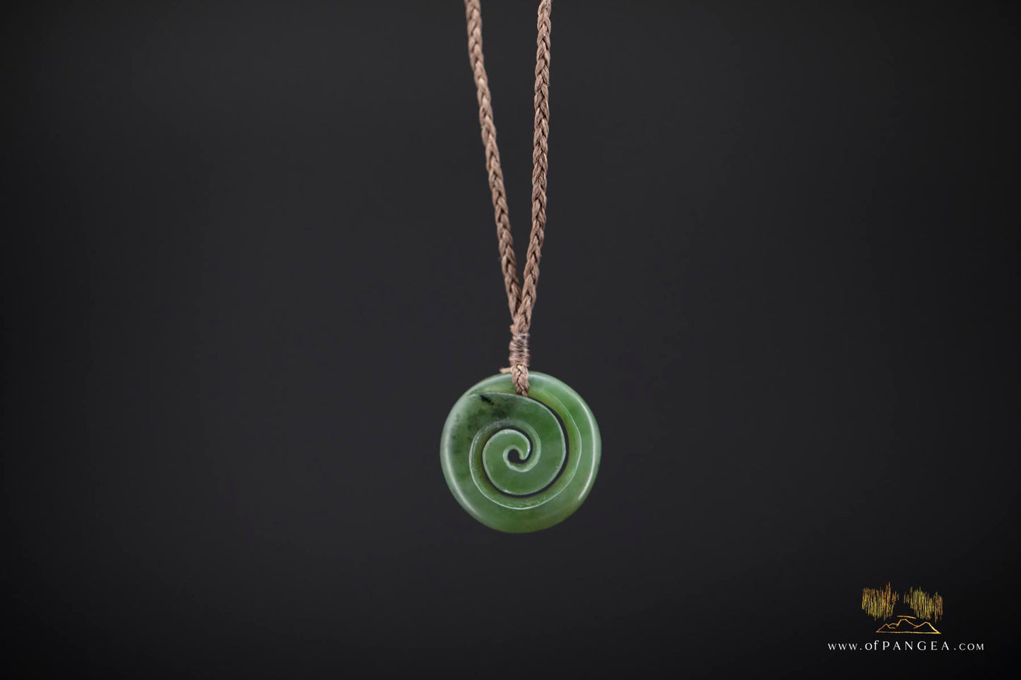 Koru Spiral carved from Wyoming Green Apple Nephrite Jade - Necklace || JF900
