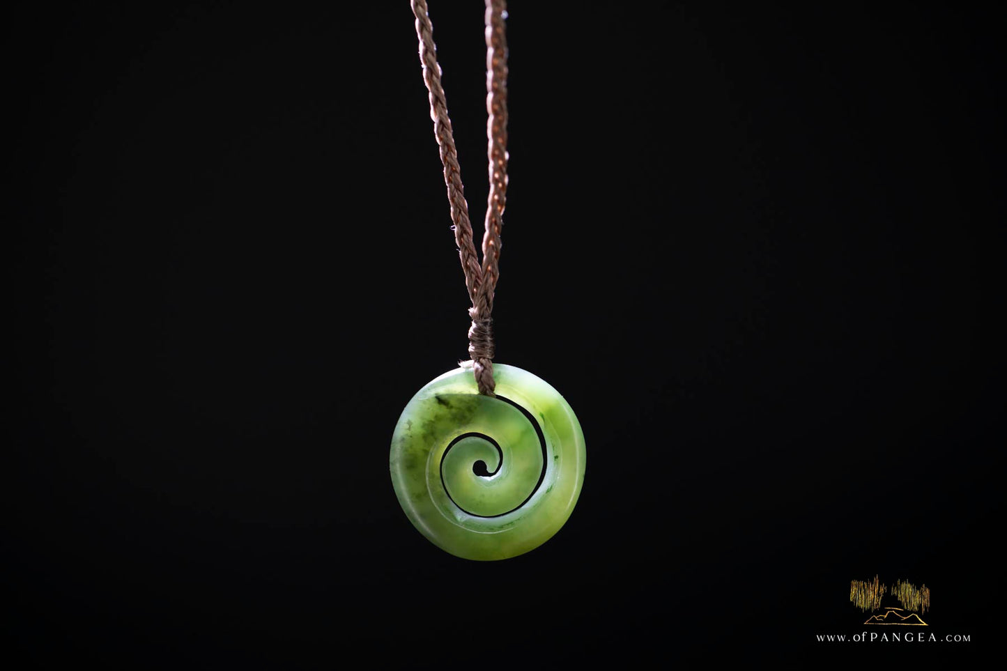 Koru Spiral carved from Wyoming Green Apple Nephrite Jade - Necklace || JF900