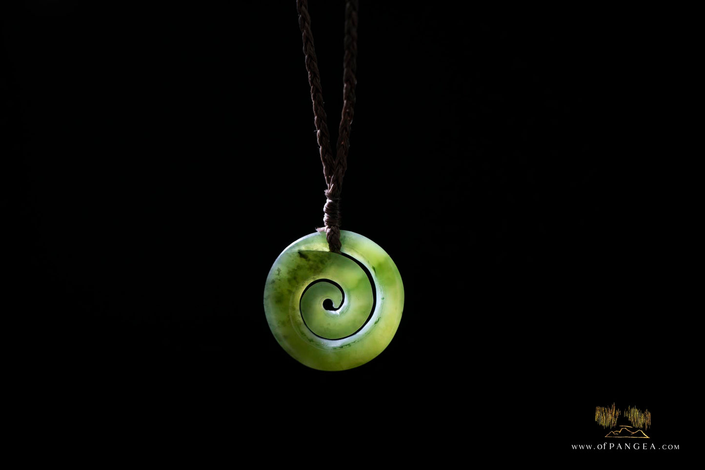 Koru Spiral carved from Wyoming Green Apple Nephrite Jade - Necklace || JF900