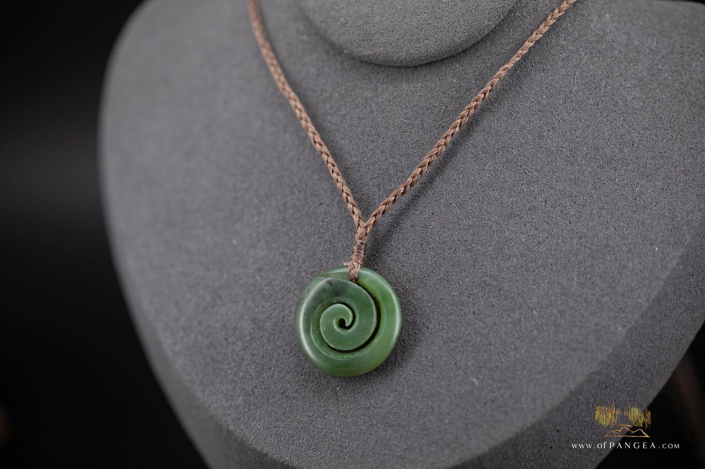 Koru Spiral carved from Wyoming Green Apple Nephrite Jade - Necklace || JF900
