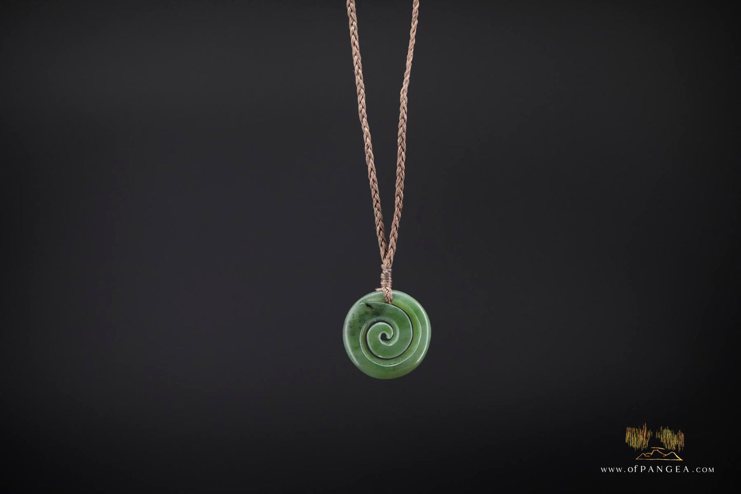 Koru Spiral carved from Wyoming Green Apple Nephrite Jade - Necklace || JF900
