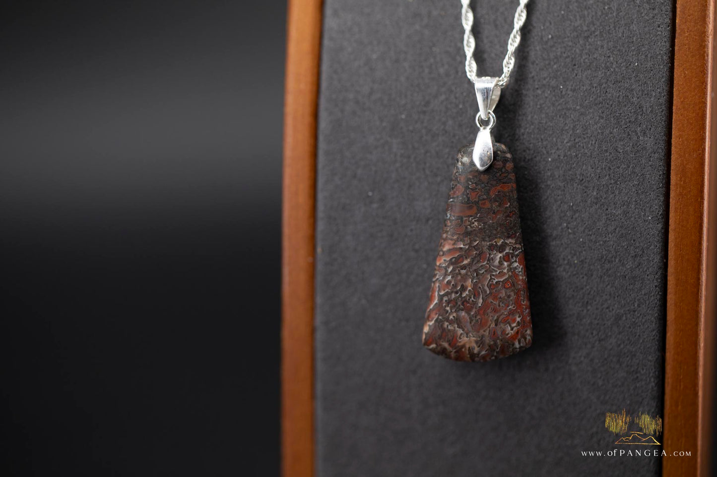 Dinosaur Gembone pendant - Italian 0.925 sterling silver rope chain - 1.35mm 20inch || JF903