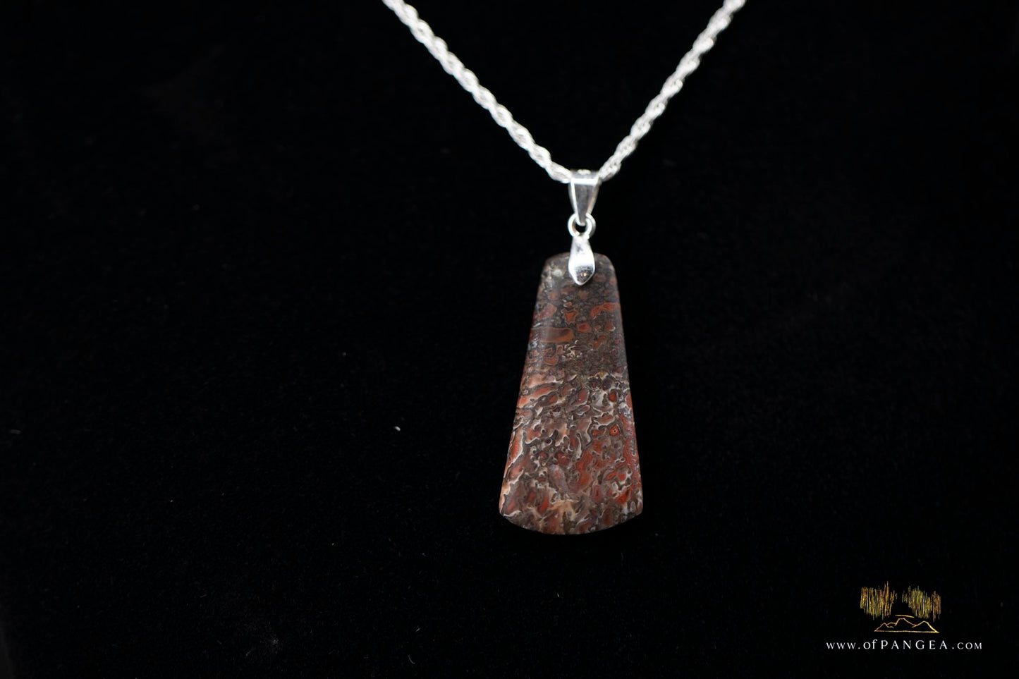 Dinosaur Gembone pendant - Italian 0.925 sterling silver rope chain - 1.35mm 20inch || JF903