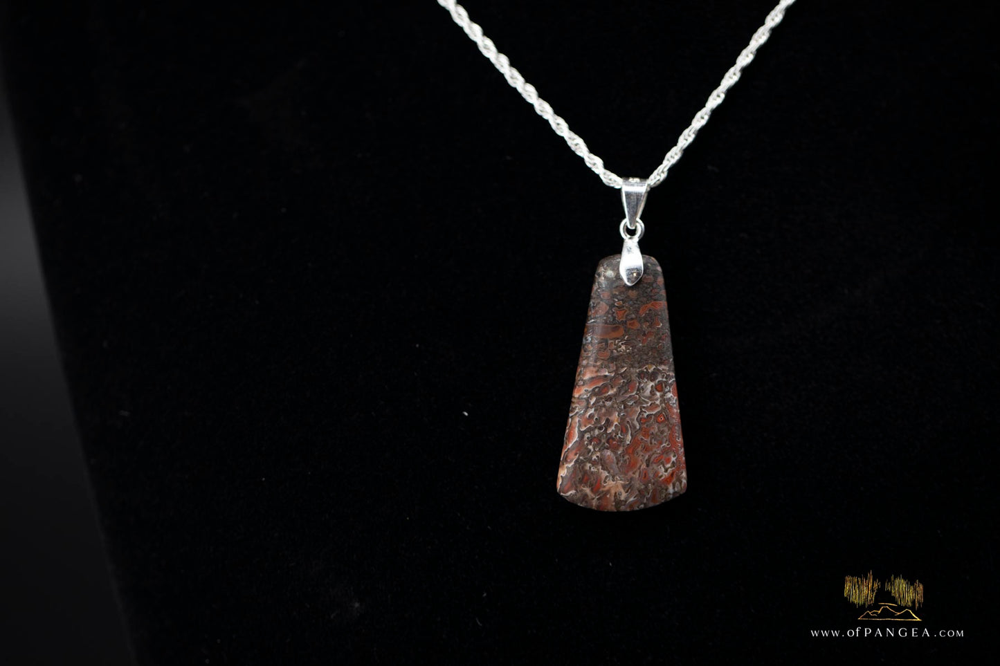 Dinosaur Gembone pendant - Italian 0.925 sterling silver rope chain - 1.35mm 20inch || JF903