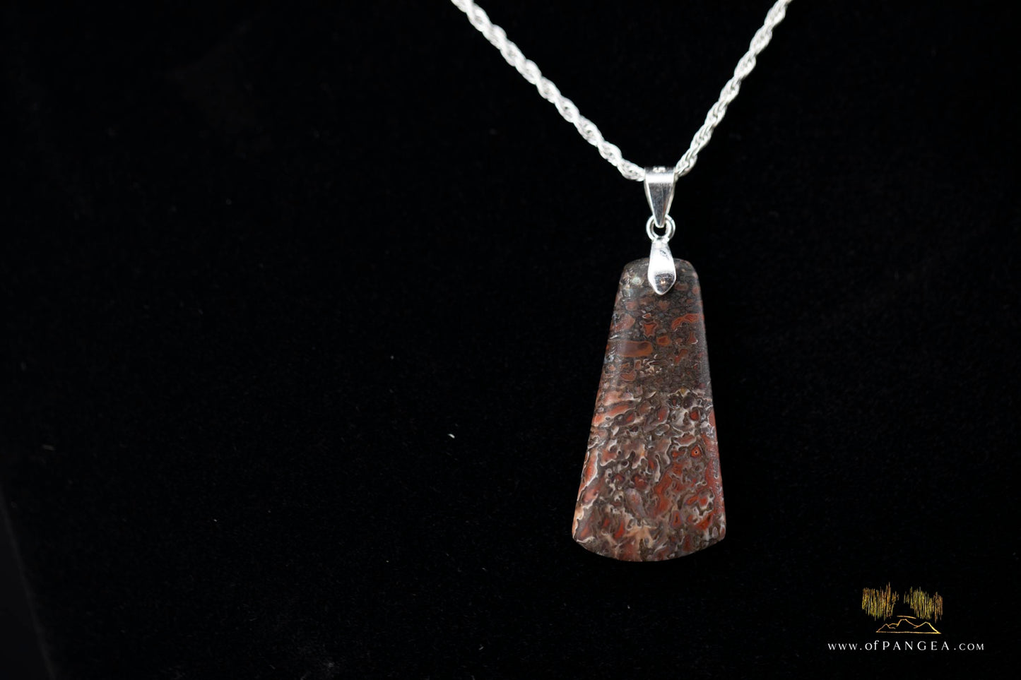 Dinosaur Gembone pendant - Italian 0.925 sterling silver rope chain - 1.35mm 20inch || JF903