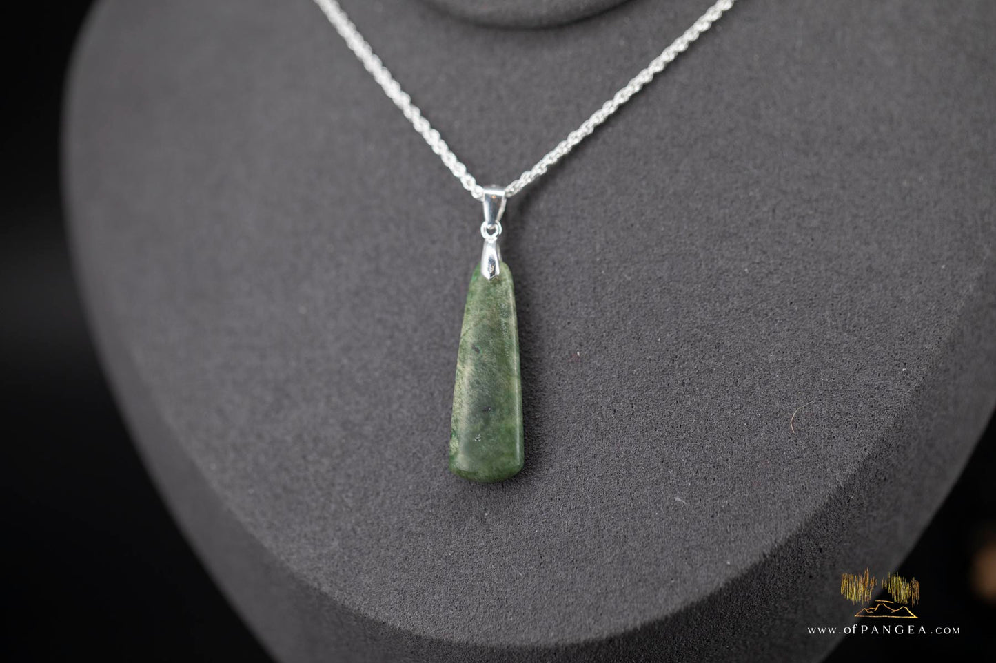 British Columbian Green Flower Nephrite Jade Necklace - Italian sterling silver rope chain || JF904