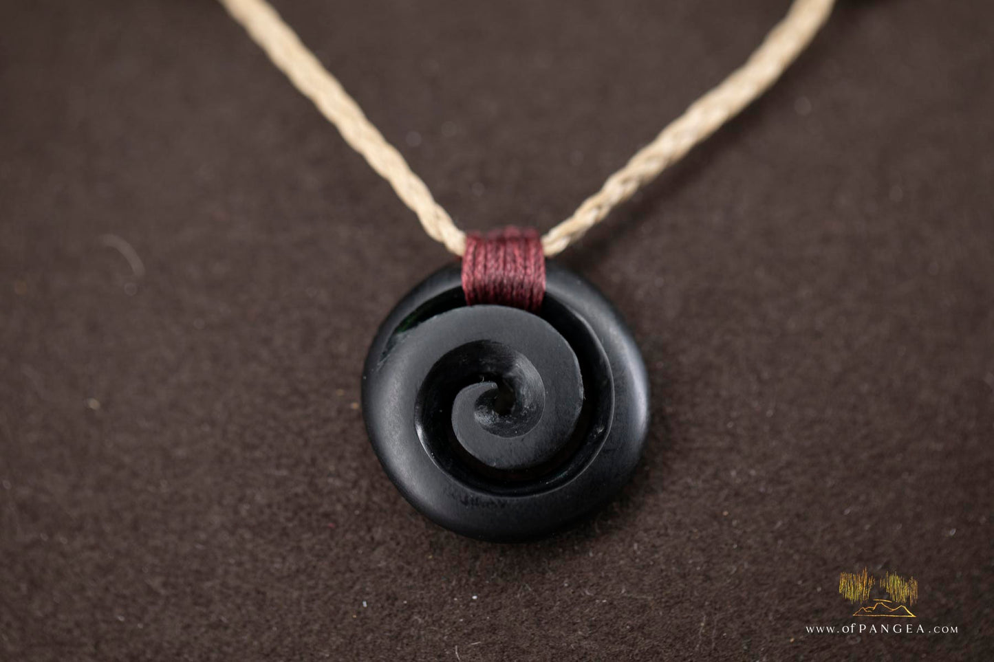 Koru Spiral carved from Wyoming Black Nephrite Jade - Necklace || JF937