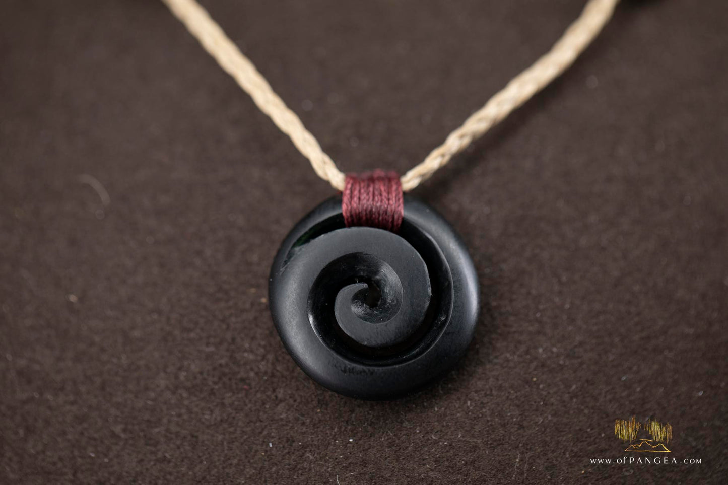 Koru Spiral carved from Wyoming Black Nephrite Jade - Necklace || JF937