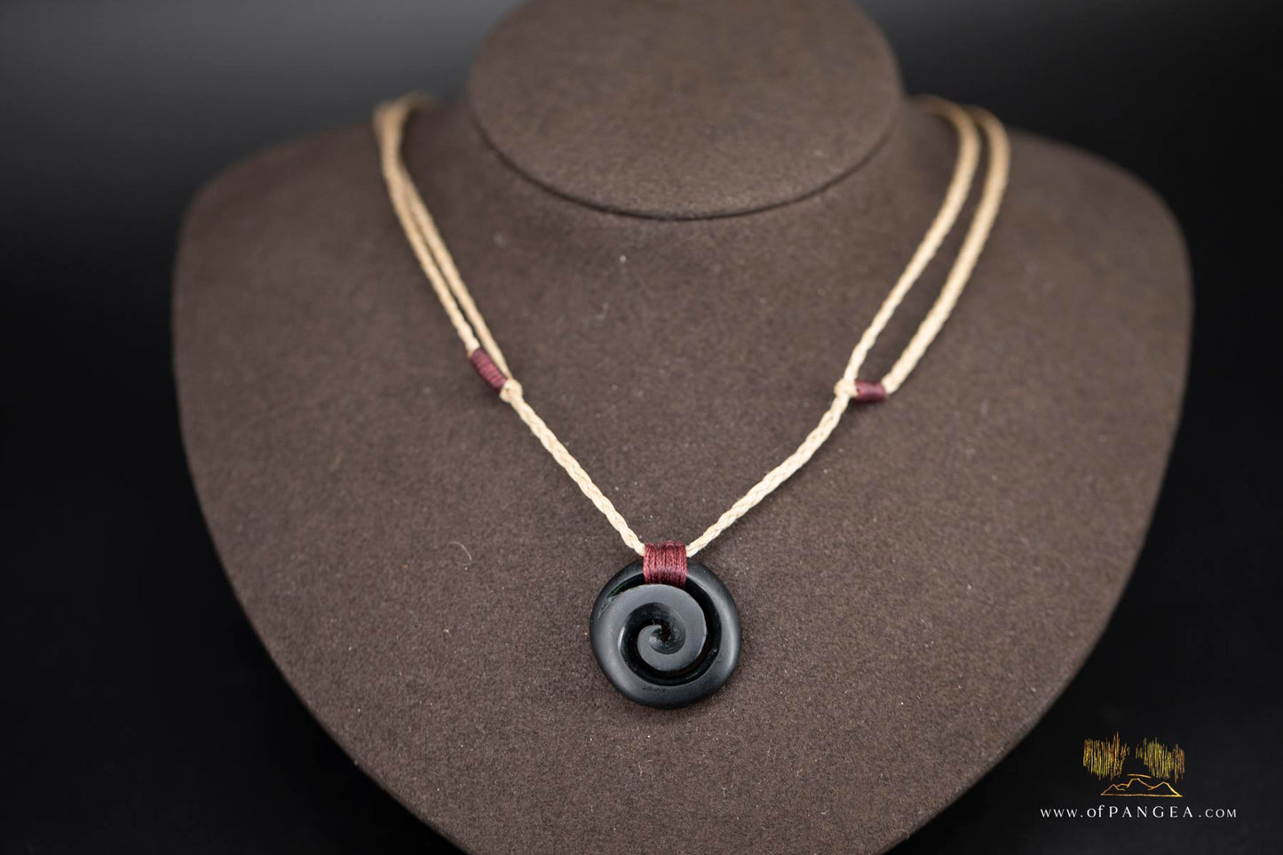 Koru Spiral carved from Wyoming Black Nephrite Jade - Necklace || JF937