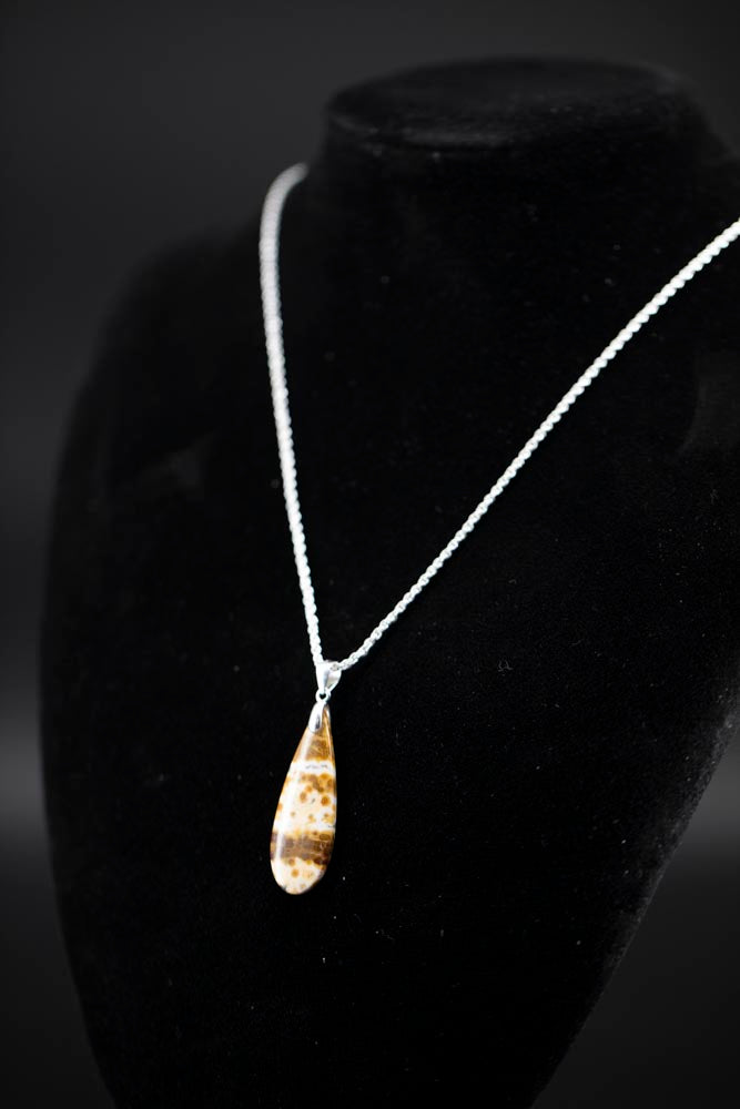 Ocean Jasper Drop Pendant and Italian Sterling Silver Rope Chain || JF939