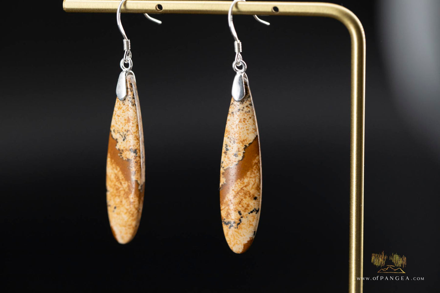 Picture Jasper slim teardrop earrings - Sterling Silver || JF950