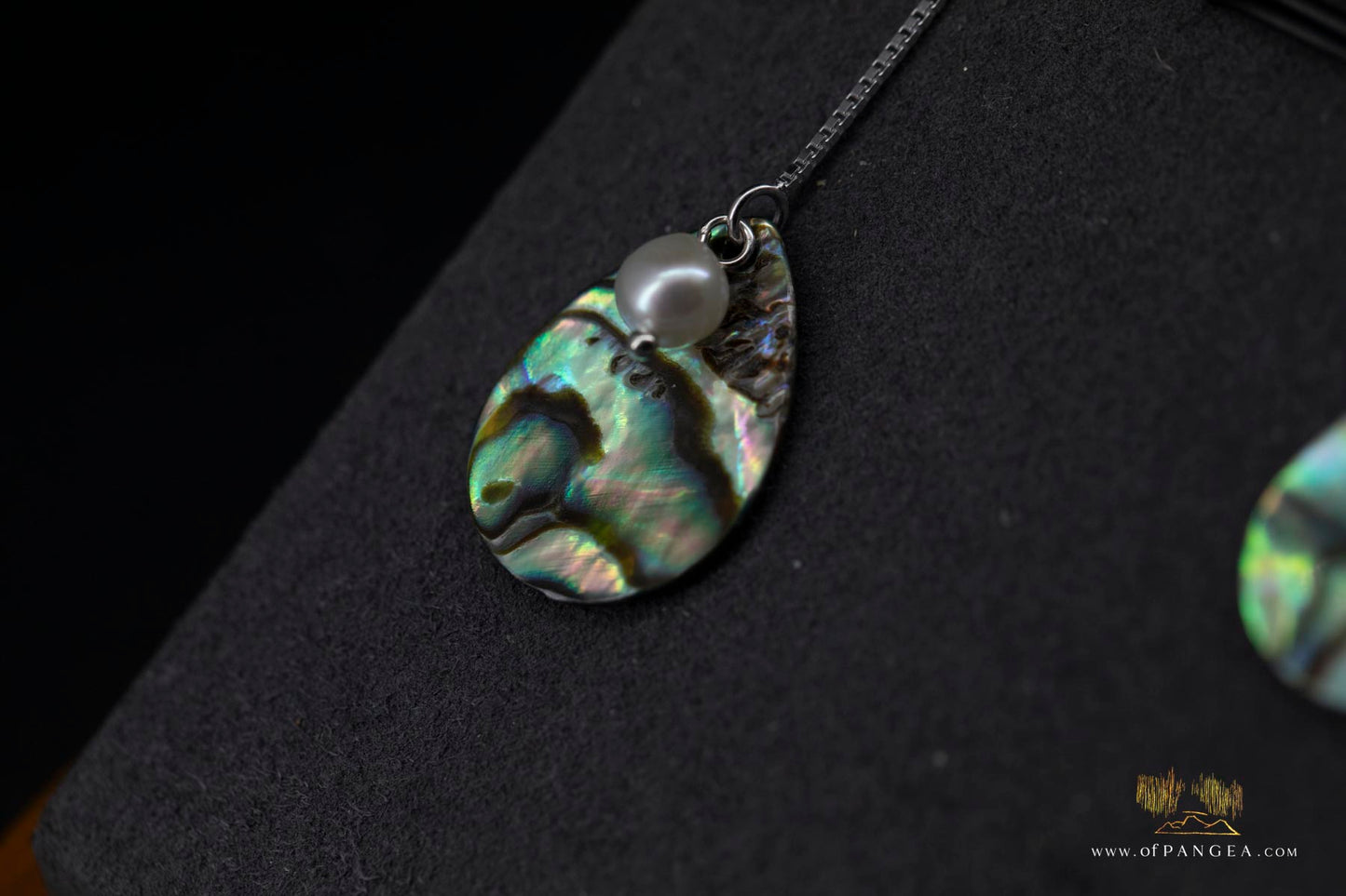 Paua Abalone Teardrop & AAA Akoya Pearl - Threader Earrings 2inch- Sterling Silver || JF954