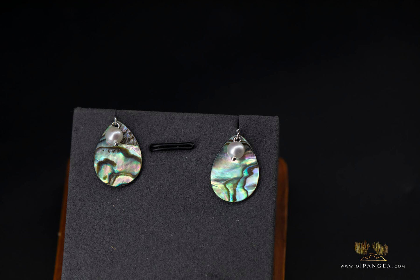 Paua Abalone Teardrop & AAA Akoya Pearl - Threader Earrings 2inch- Sterling Silver || JF954