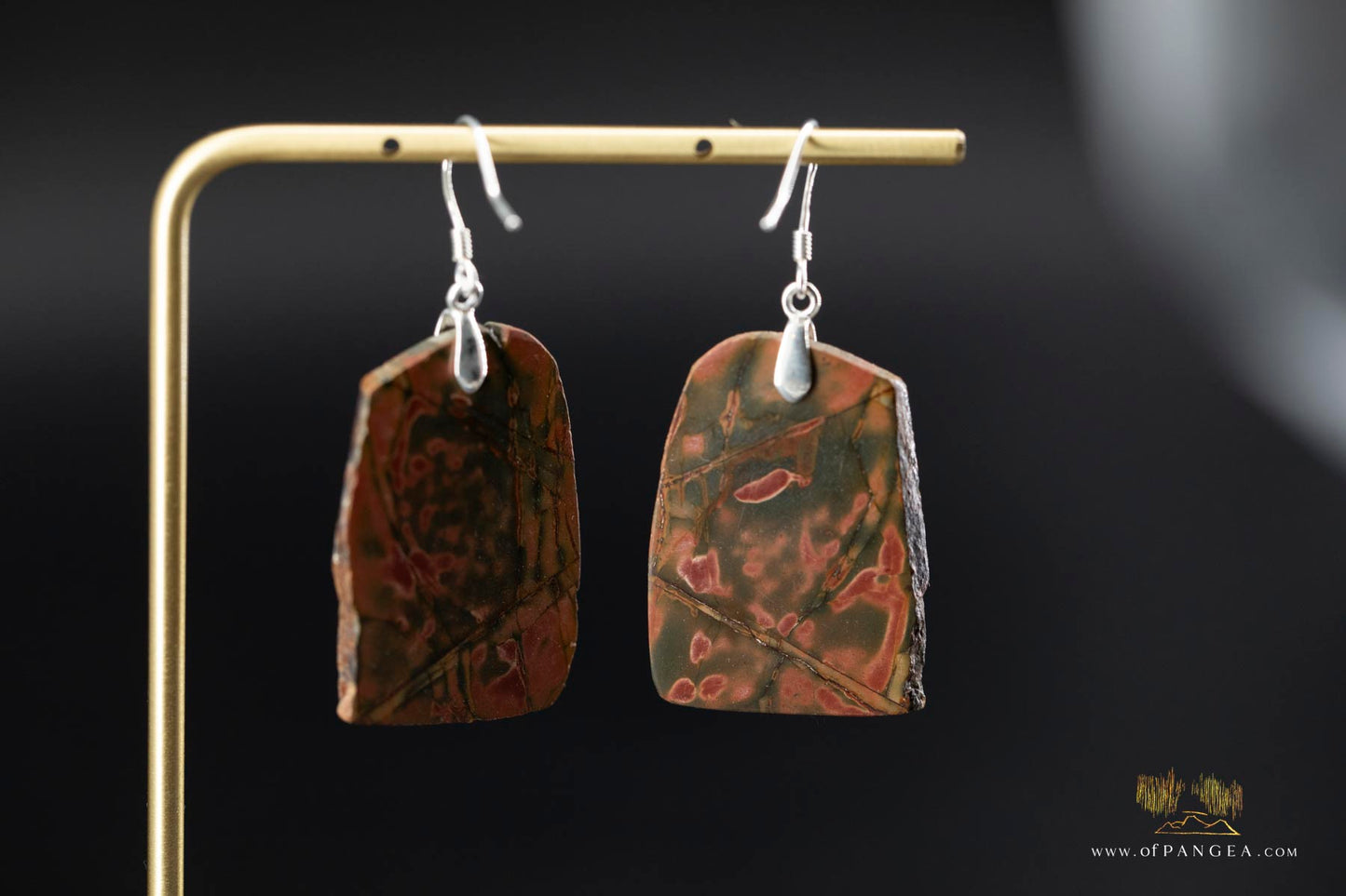 Picasso Jasper freeform earrings (Red Creek) - Sterling Silver || JF955