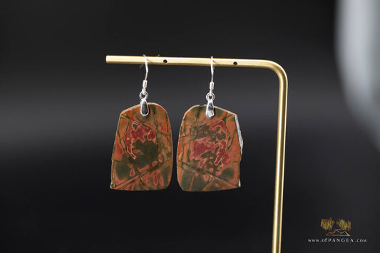 Picasso Jasper freeform earrings (Red Creek) - Sterling Silver || JF955