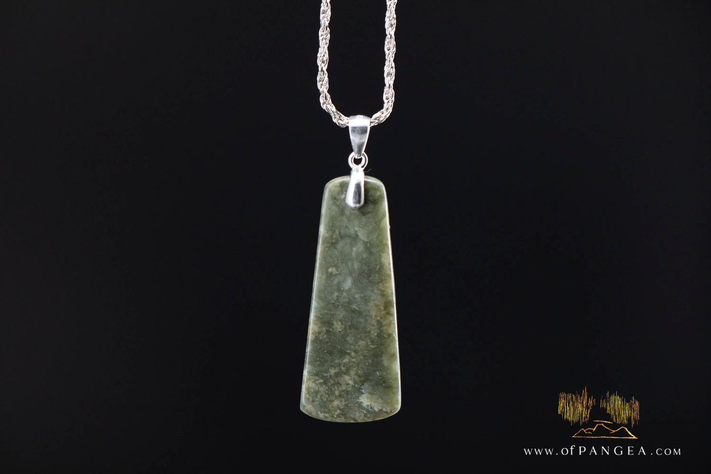 Toki necklace - Olive Green light Green Nephrite Jade - Wyoming -  Italian sterling silver || JF956