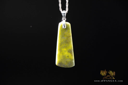 Toki necklace - Olive Green light Green Nephrite Jade - Wyoming -  Italian sterling silver || JF956