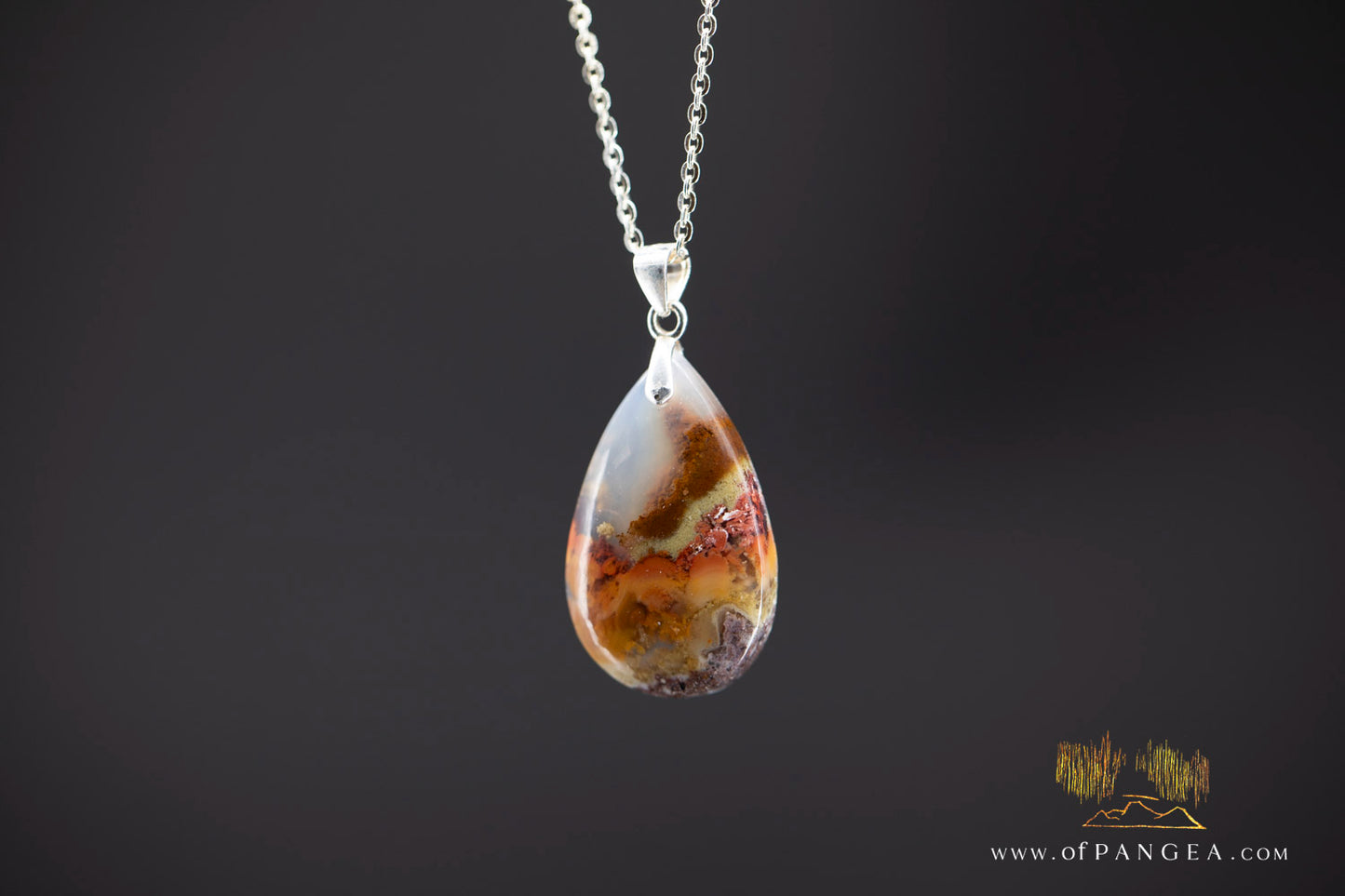 Moss Agate Pendant - Necklace sterling silver || JF982