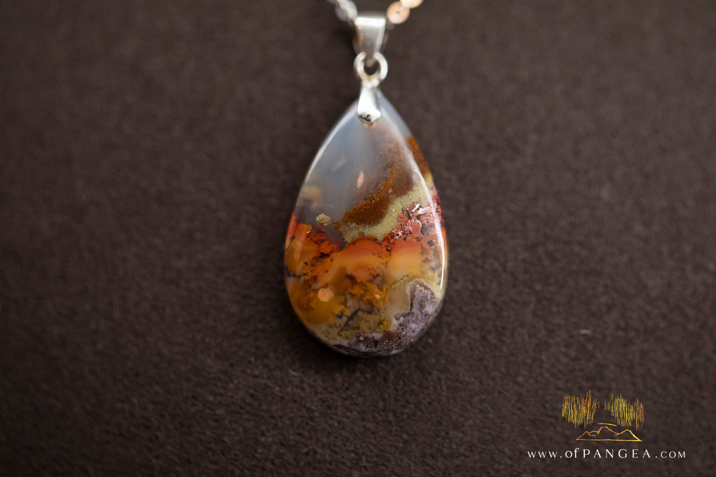 Moss Agate Pendant - Necklace sterling silver || JF982