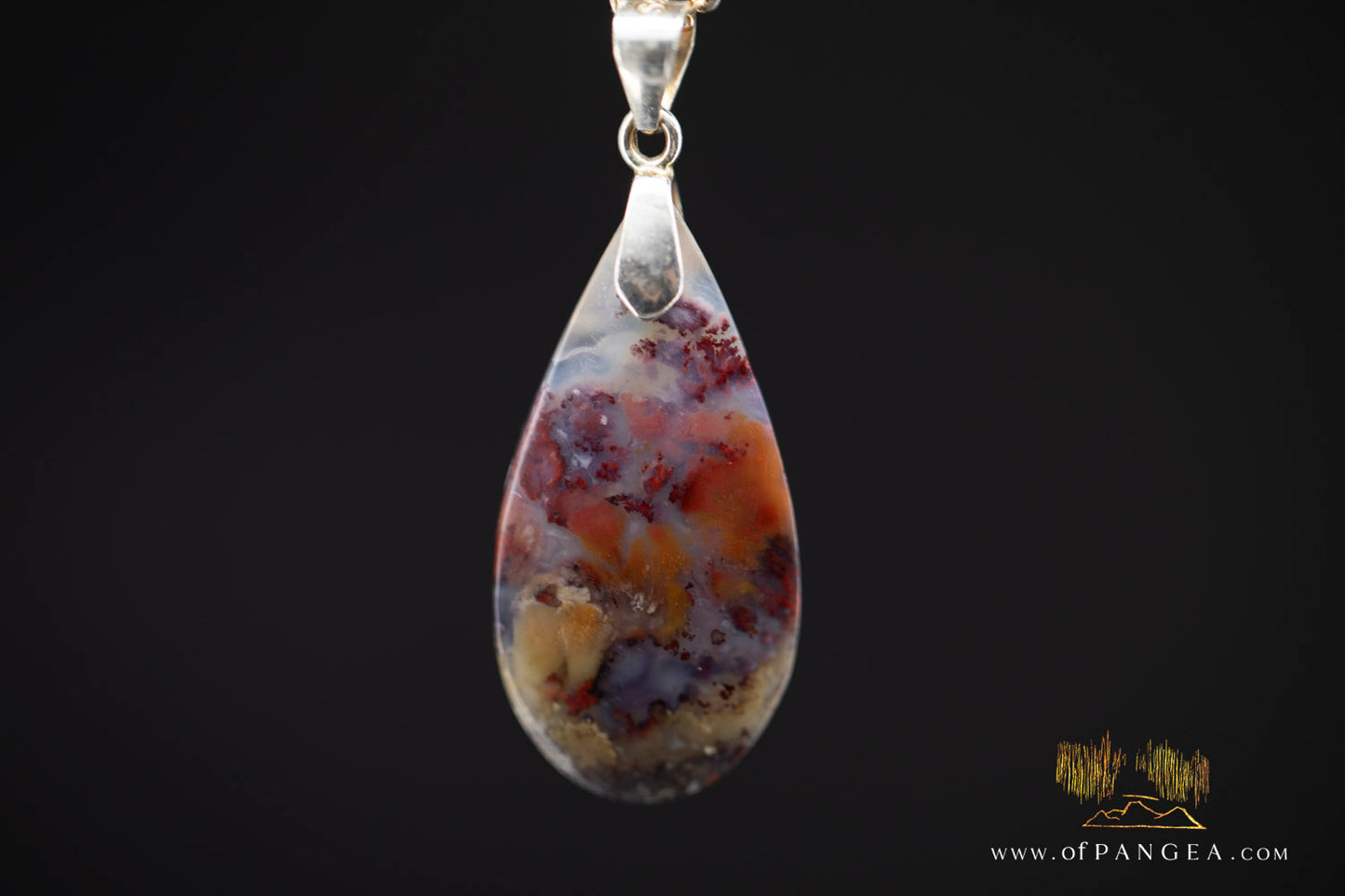Moss Agate Pendant - Necklace sterling silver || JF982