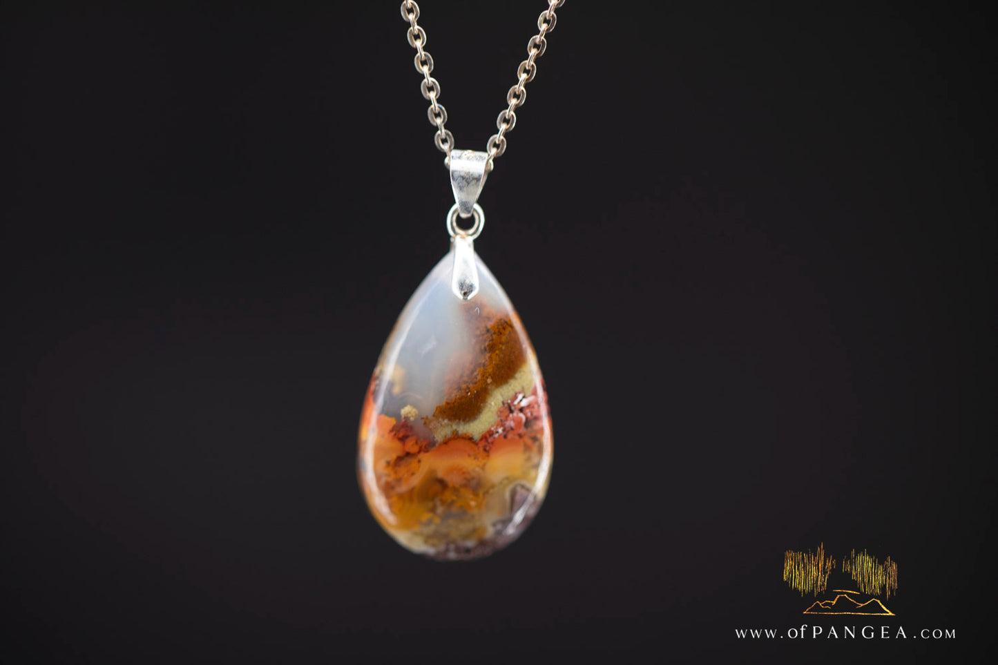 Moss Agate Pendant - Necklace sterling silver || JF982