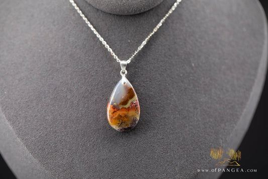 Moss Agate Pendant - Necklace sterling silver || JF982