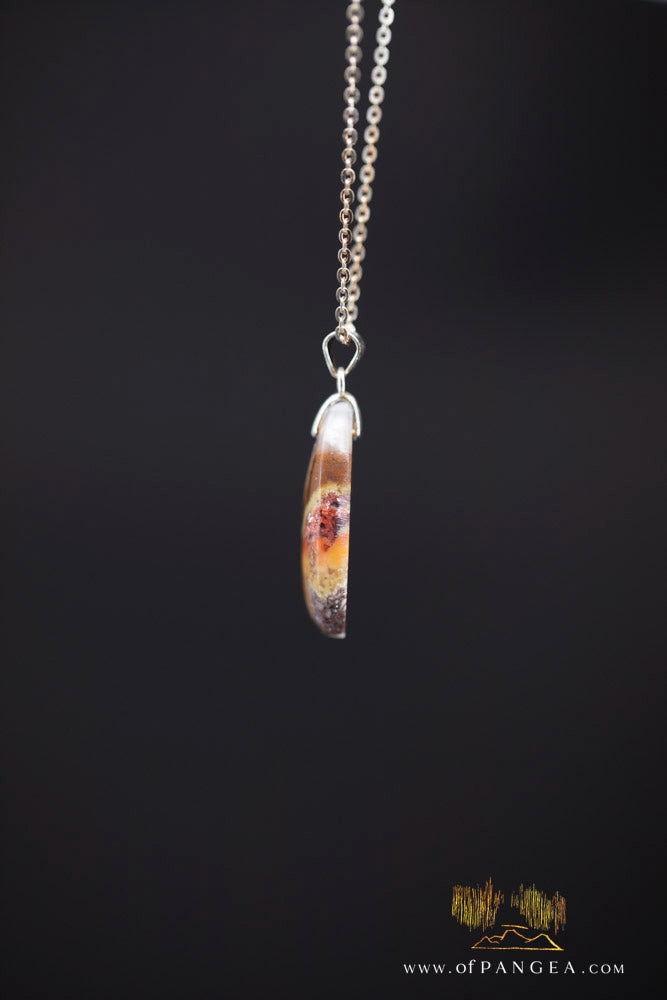 Moss Agate Pendant - Necklace sterling silver || JF982